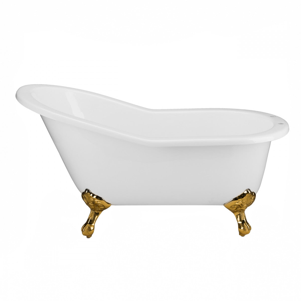 Imperial 62 Inch Cast Iron Slipper Clawfoot Tub - Flat Rim - Rim Faucet Drillings | Alternative Image 04 | foot finish:Brass