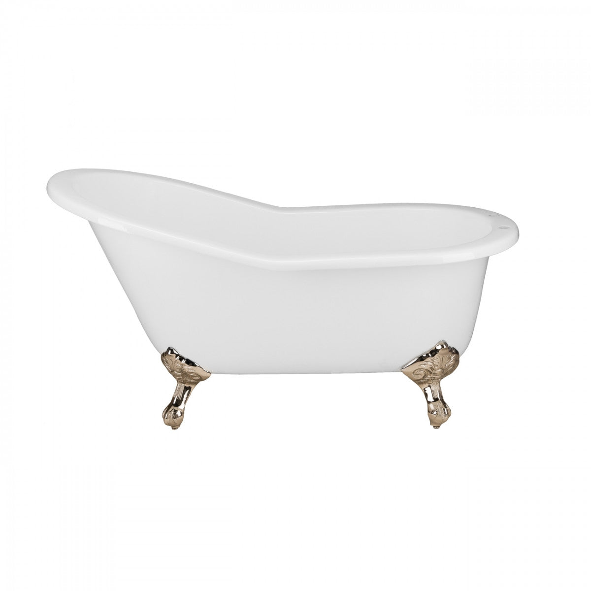 Imperial 62 Inch Cast Iron Slipper Clawfoot Tub - Flat Rim - Rim Faucet Drillings | Alternative Image 05 | foot finish:Brass