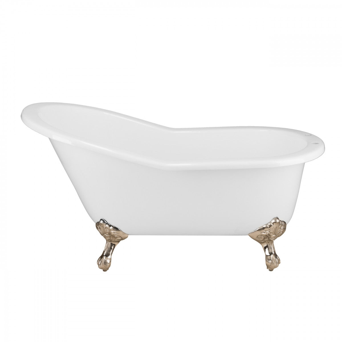 Imperial 62 Inch Cast Iron Slipper Clawfoot Tub - Flat Rim - Rim Faucet Drillings | Alternative Image 06 | foot finish:Brass
