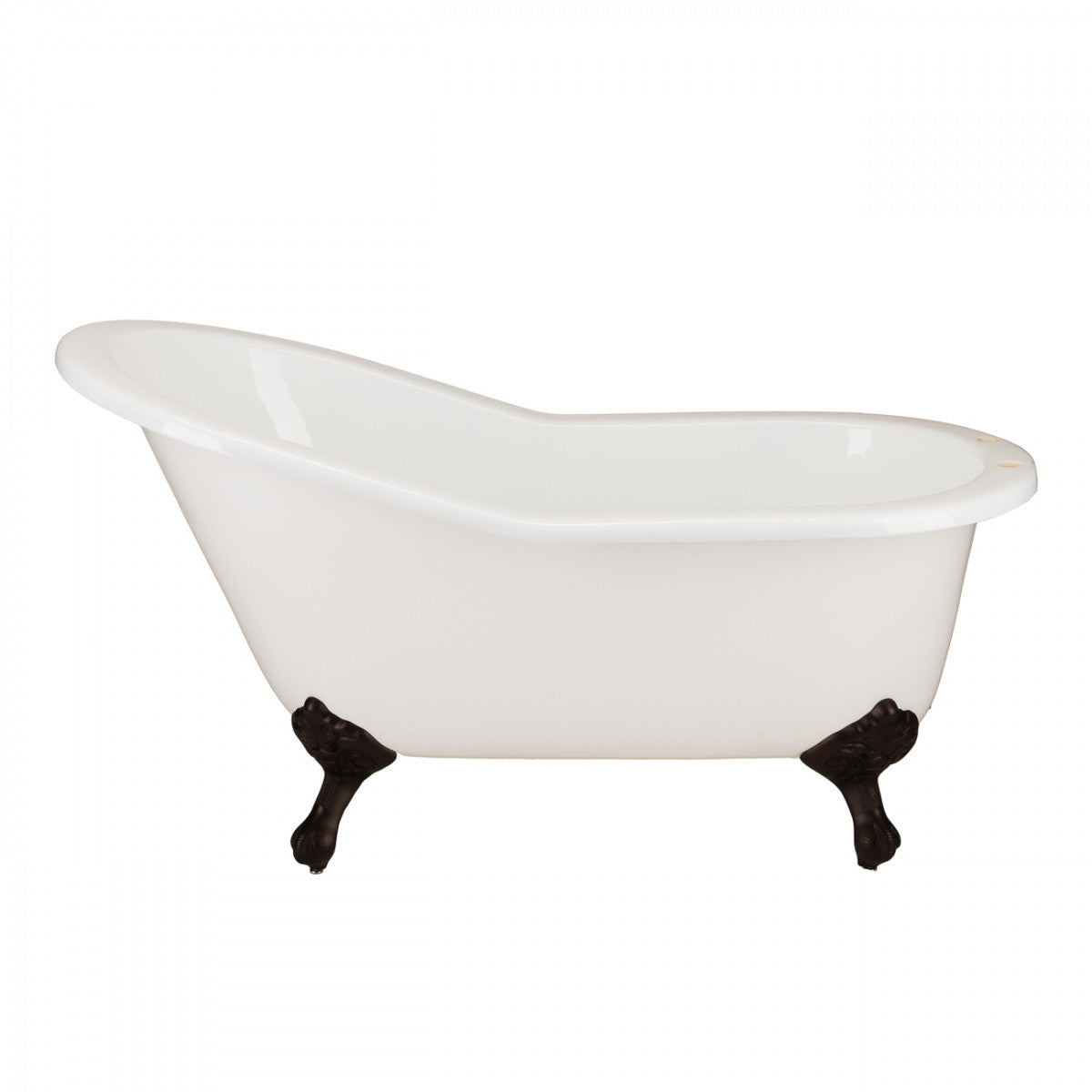 Imperial 62 Inch Cast Iron Slipper Clawfoot Tub - Flat Rim - Rim Faucet Drillings | Alternative Image 07 | foot finish:Brass