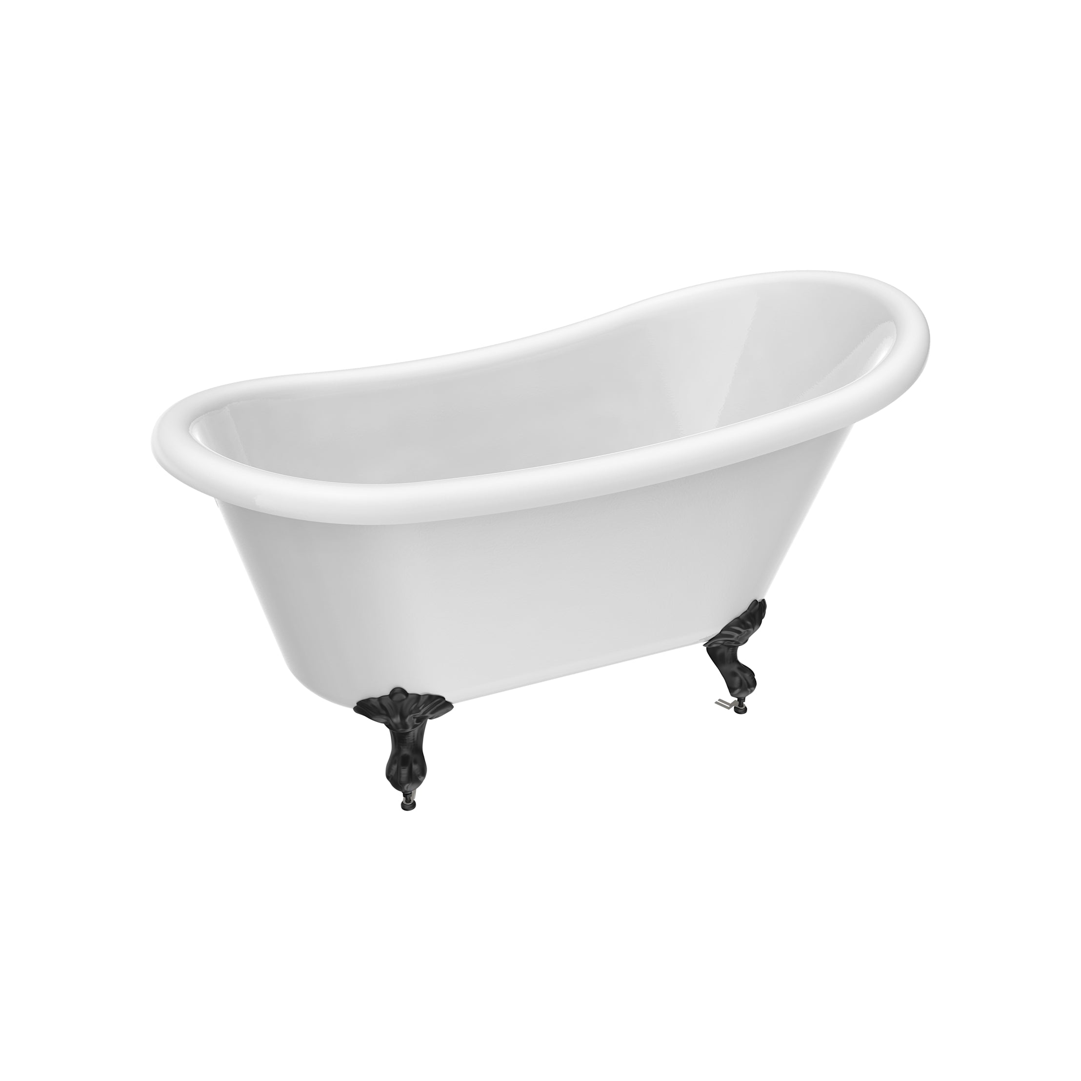 Isaiah II 62-Inch Acrylic Slipper Clawfoot Tub - No Faucet Drillings - Imperial Ball and Claw Feet | Alternative Image 03 | length:61 | faucet centers:None | foot finish:Matte Black