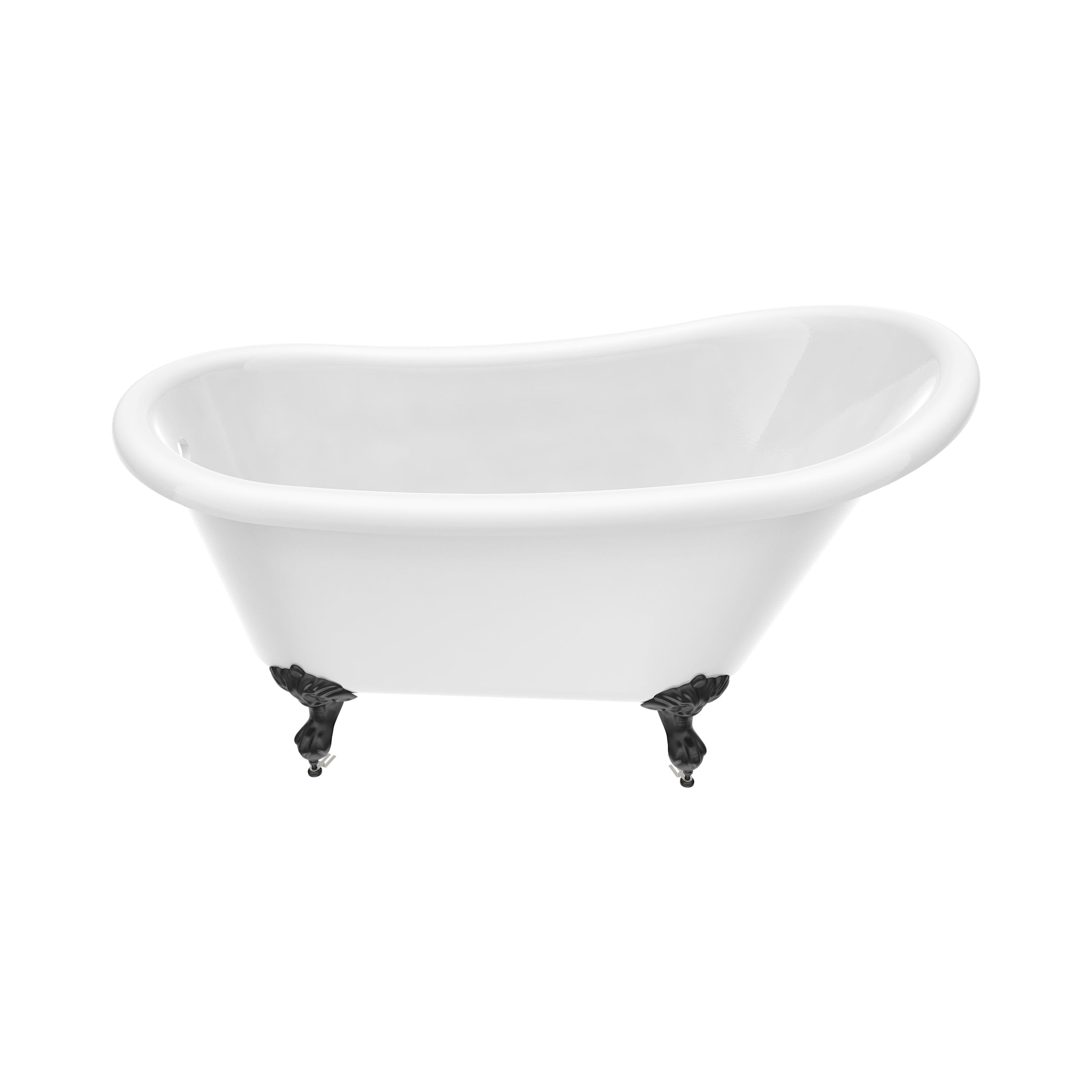 Isaiah II 62-Inch Acrylic Slipper Clawfoot Tub - No Faucet Drillings - Imperial Ball and Claw Feet | Alternative Image 02 | length:61 | faucet centers:None | foot finish:Matte Black