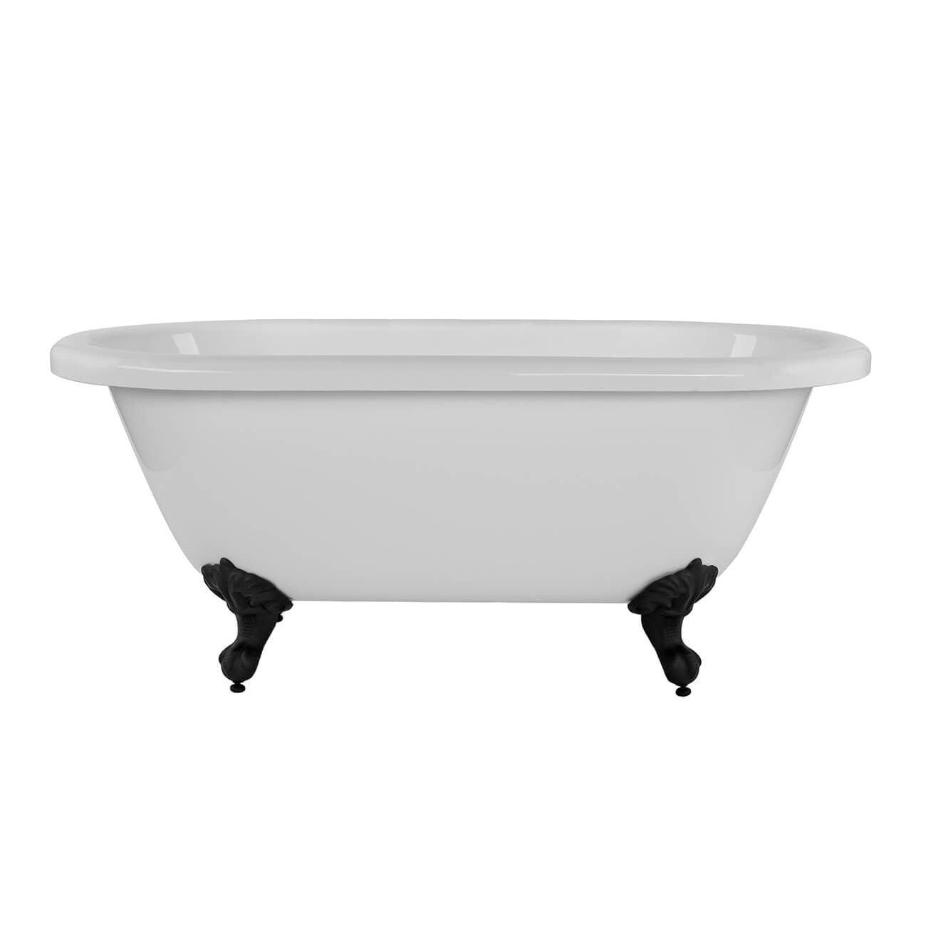 Kris II 66 Inch Acrylic Clawfoot Double Ended Tub - No Faucet Drillings - Matte Black Imperial Feet | Alternative Image 01 | length:66.75 | faucet centers:None | foot finish:Matte Black