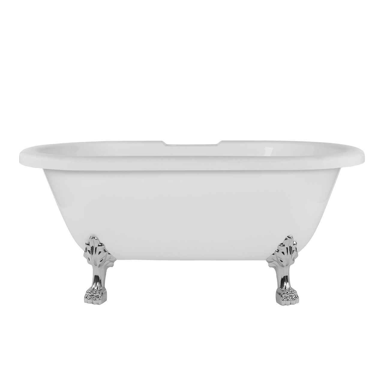 Kris II 66 Inch Acrylic Clawfoot Double Ended Tub - 7 inch Rim Faucet Drillings - White Imperial Feet | Alternative Image 01 | length:66.75 | faucet centers:7" Tub Rim | foot finish:White