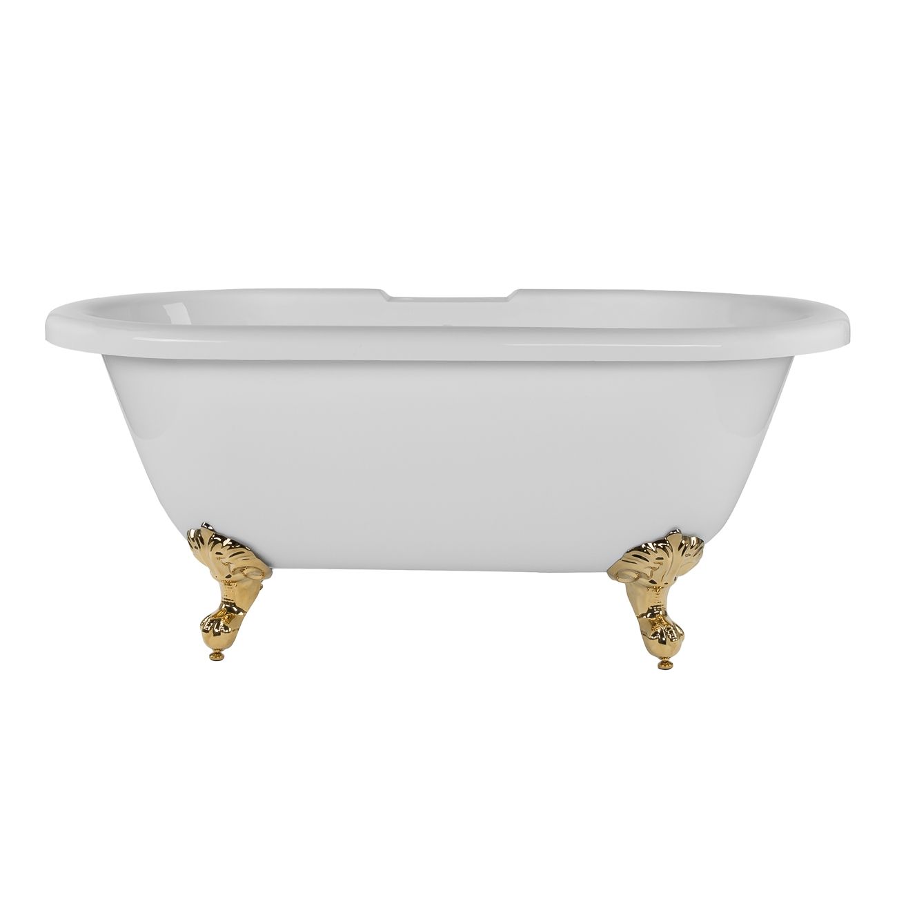 Kris II 66 Inch Acrylic Clawfoot Double Ended Tub - 7 inch Rim Faucet Drillings - Polished Brass Imperial Feet | Alternative Image 01 | length:66.75 | faucet centers:7" Tub Rim | foot finish:Polished Brass