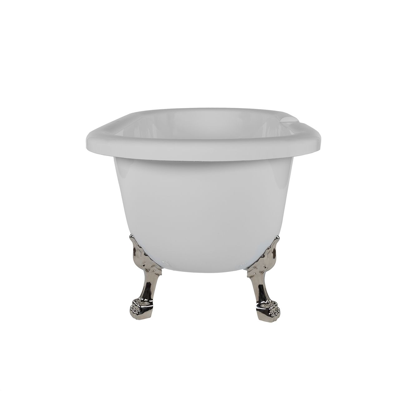 Kris II 66 Inch Acrylic Clawfoot Double Ended Tub - 7 inch Rim Faucet Drillings - Polished Nickel Lion Paw Feet | Alternative Image 02 | length:66.75 | faucet centers:7" Tub Rim | foot finish:Polished Nickel
