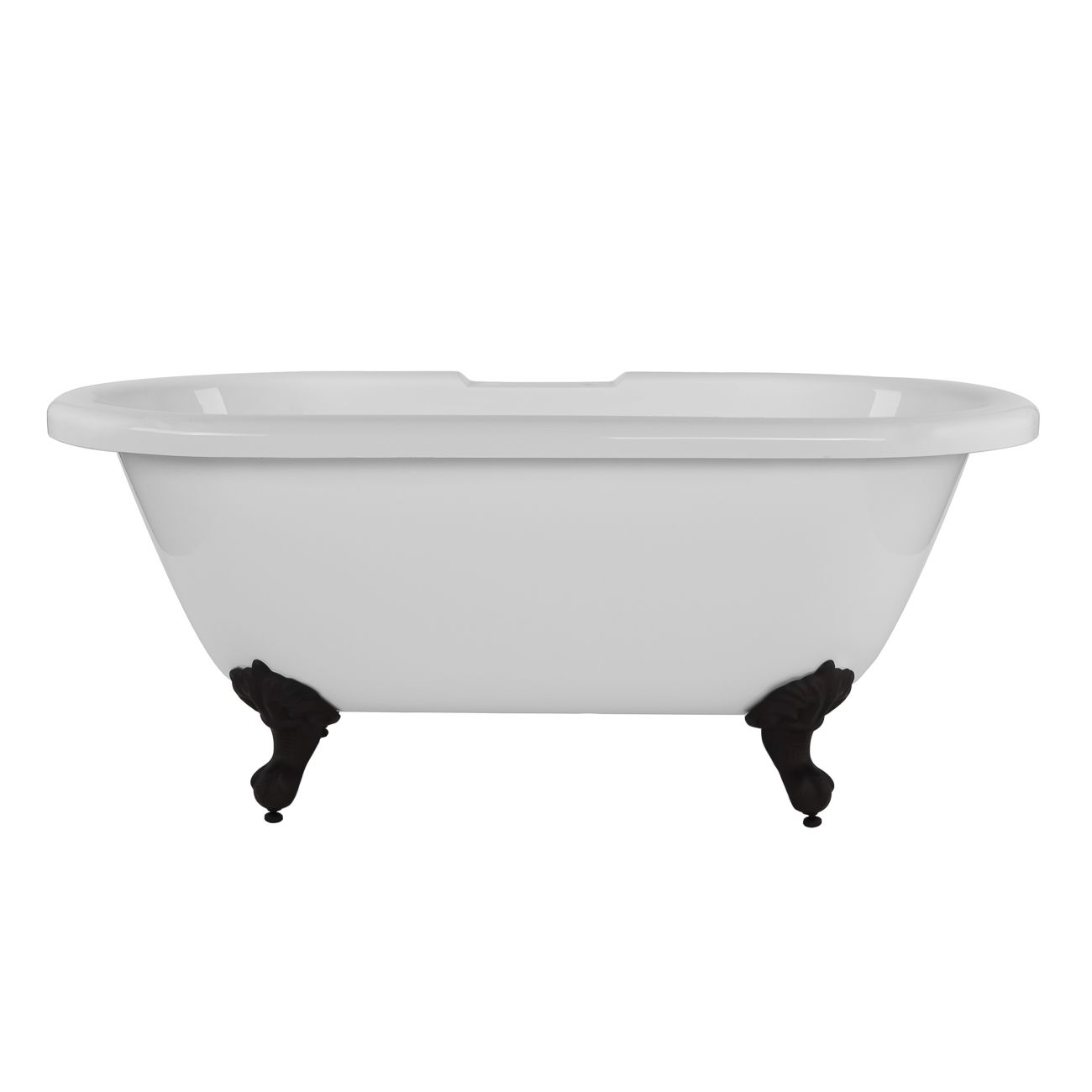 Kris II 66 Inch Acrylic Clawfoot Double Ended Tub - 7 inch Rim Faucet Drillings - Oil Rubbed Bronze Imperial Feet | Alternative Image 01 | length:66.75 | faucet centers:7" Tub Rim | foot finish:Oil Rubbed Bronze
