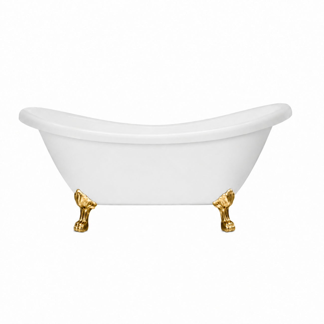 Dillion II 69 Inch Acrylic Double Slipper Clawfoot Tub - Lions Paw Feet - Polished Brass | Alternative Image 02 | foot finish:Polished Brass