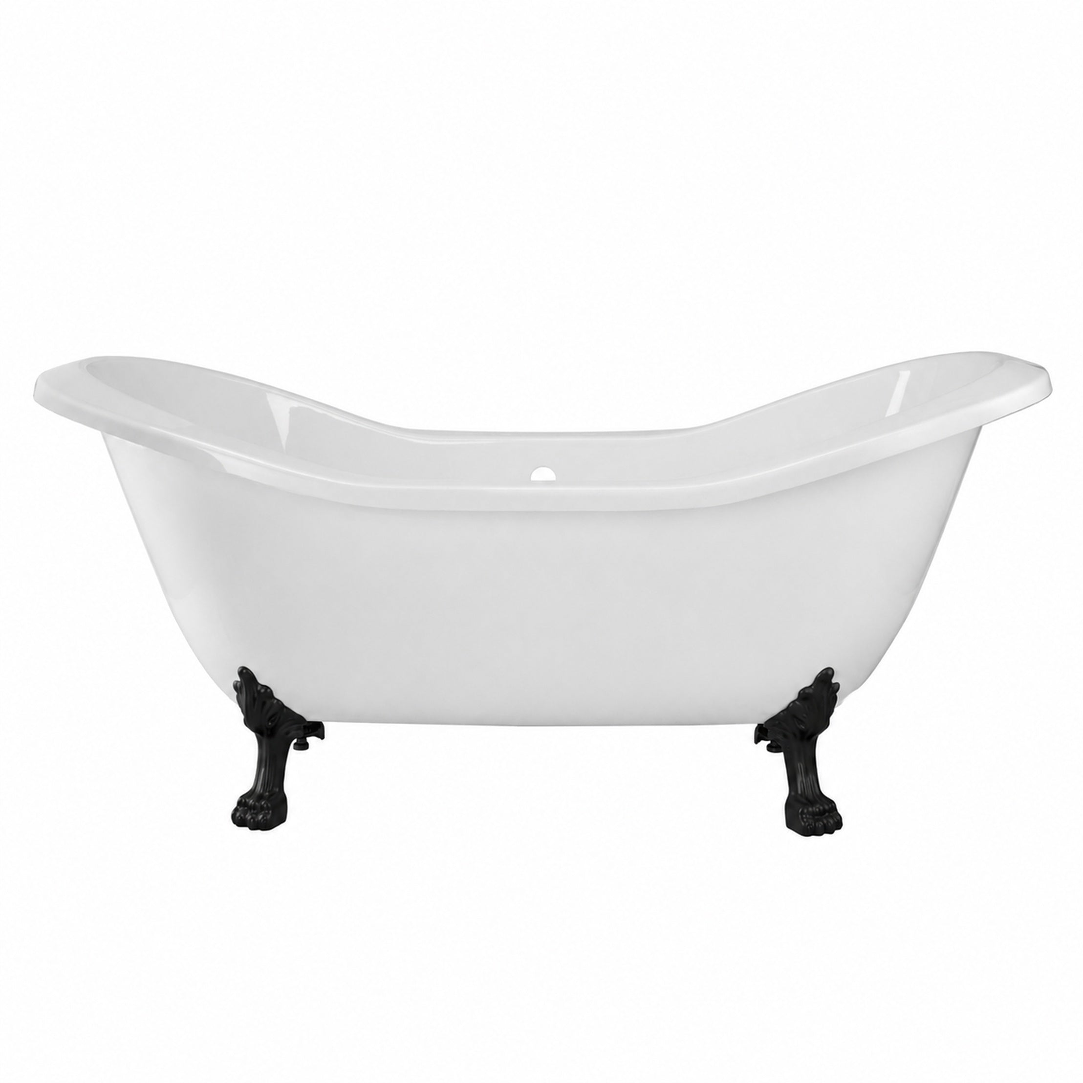 Amandine II 72-Inch Acrylic Double Slipper Clawfoot Tub - No Faucet Drillings - Lions Paw Feet | Alternative Image 02 | length:72 | faucet centers:None | foot finish:Matte Black