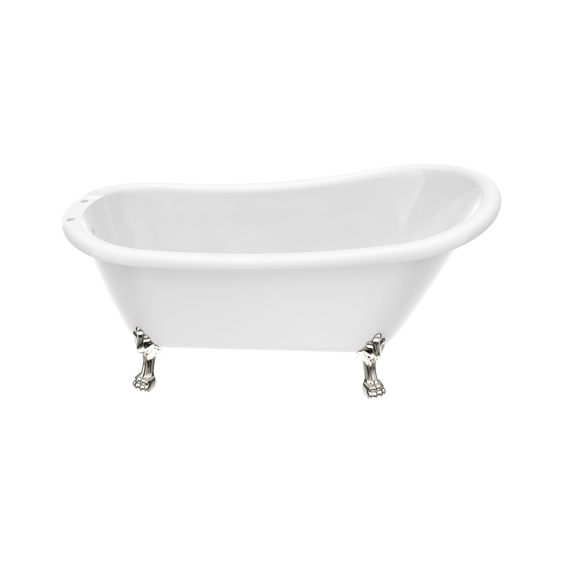 Hawke II 57-Inch Acrylic Slipper Clawfoot Tub - Rim Faucet Drillings - Lions Paw Feet | Alternative Image 03 | length:57 | faucet centers:7" | foot finish:Polished Nickel