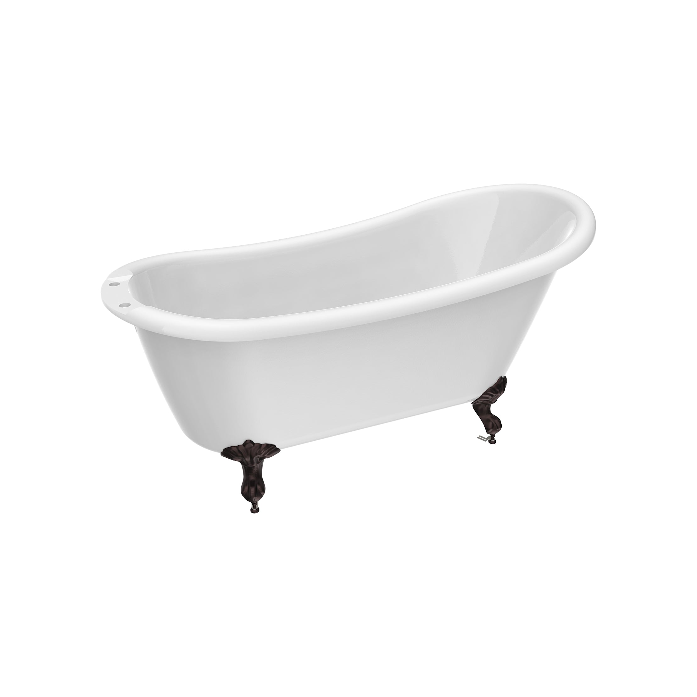Hawke II 57-Inch Acrylic Slipper Clawfoot Tub - Rim Faucet Drillings - Imperial Ball and Claw Feet | Alternative Image 02 | length:57 | faucet centers:7" | foot finish:Oil Rubbed Bronze