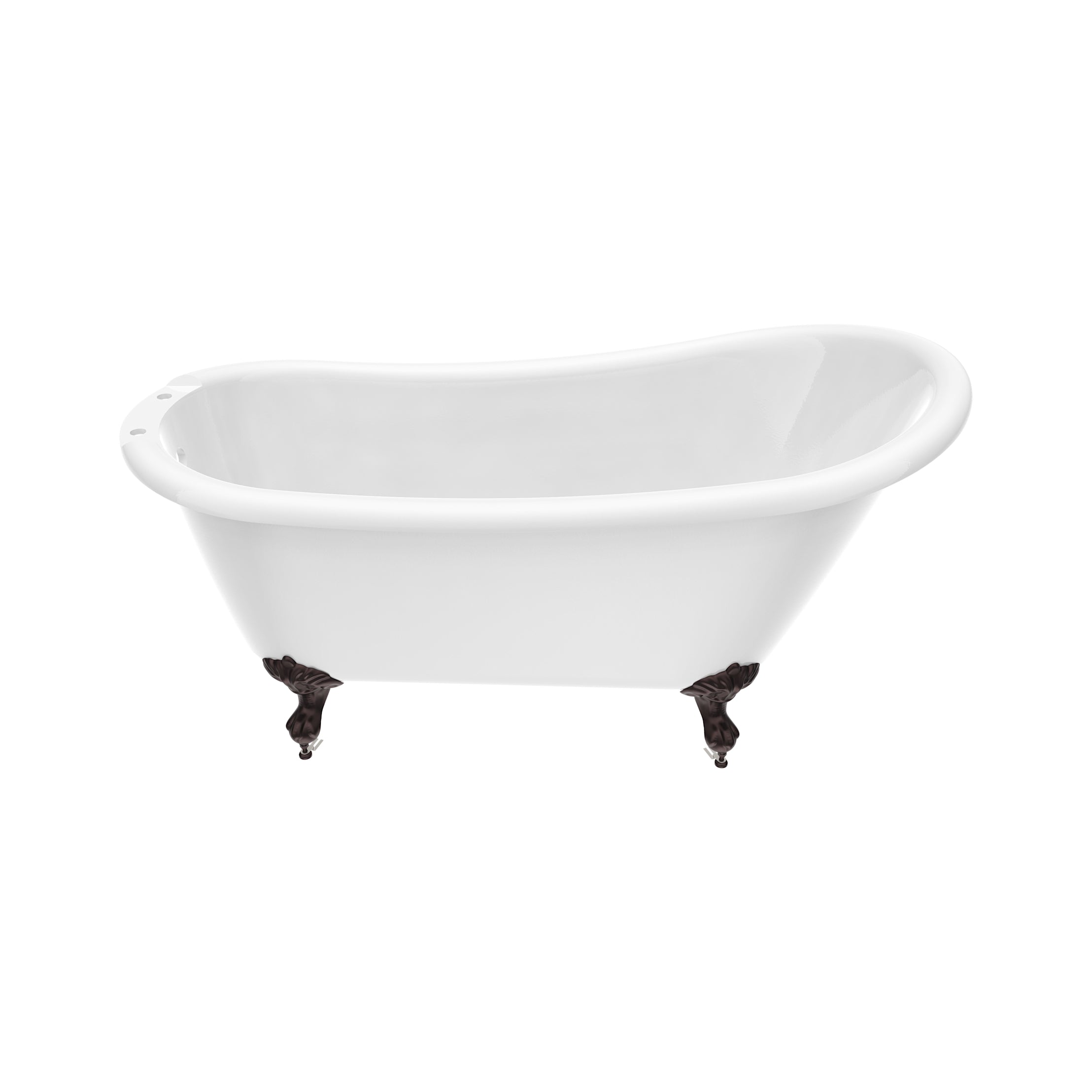 Hawke II 57-Inch Acrylic Slipper Clawfoot Tub - Rim Faucet Drillings - Imperial Ball and Claw Feet | Alternative Image 03 | length:57 | faucet centers:7" | foot finish:Oil Rubbed Bronze
