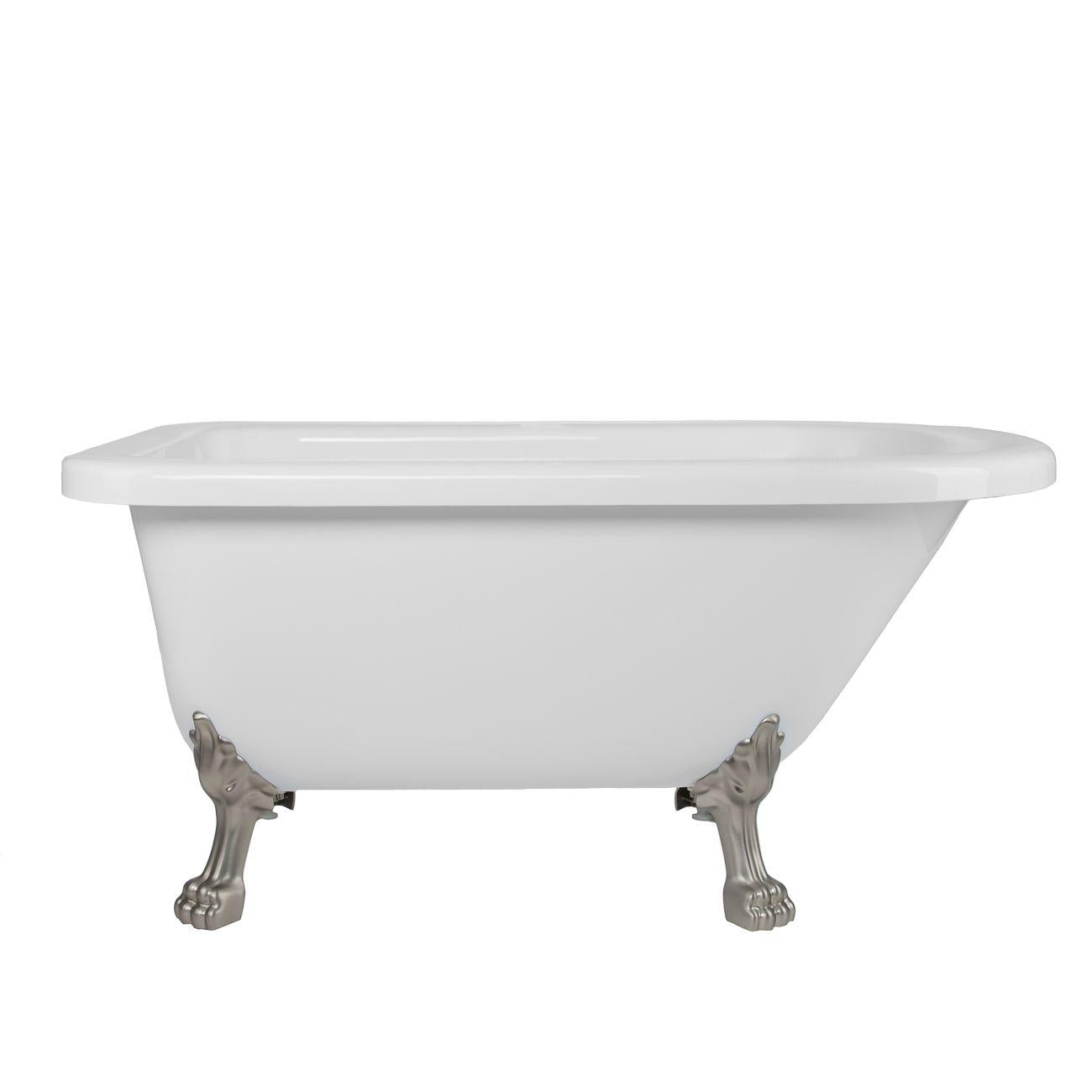Adair 60 Inch Acrylic Clawfoot Classic Tub - Lion Paw Feet | Alternative Image 01 | length:59 | faucet centers:7" Tub Rim | foot finish:Brushed Nickel