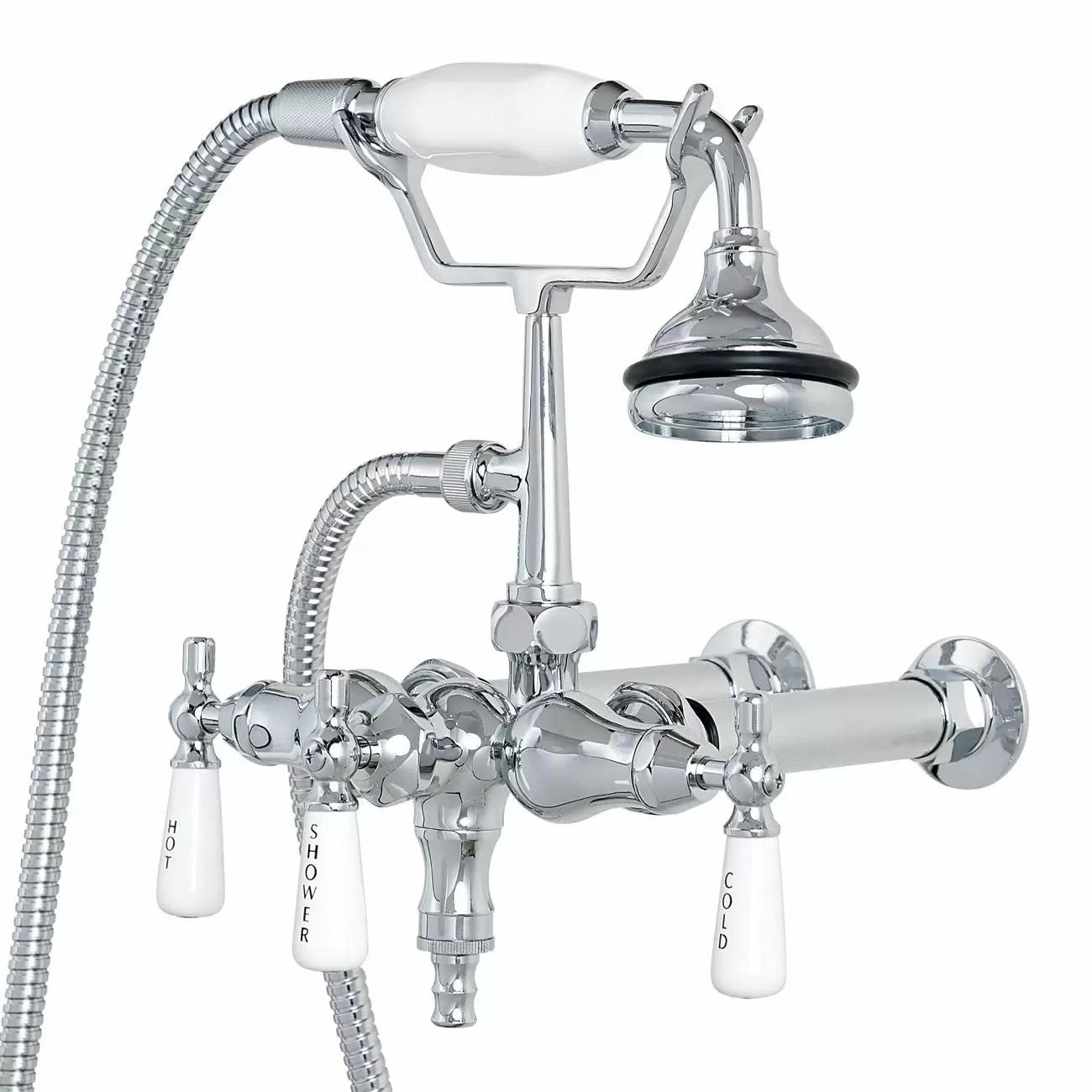 Bathroom Wall Mount Down Spout Clawfoot Tub Faucet with Handshower | Alternative Image 02 | finish:Chrome
