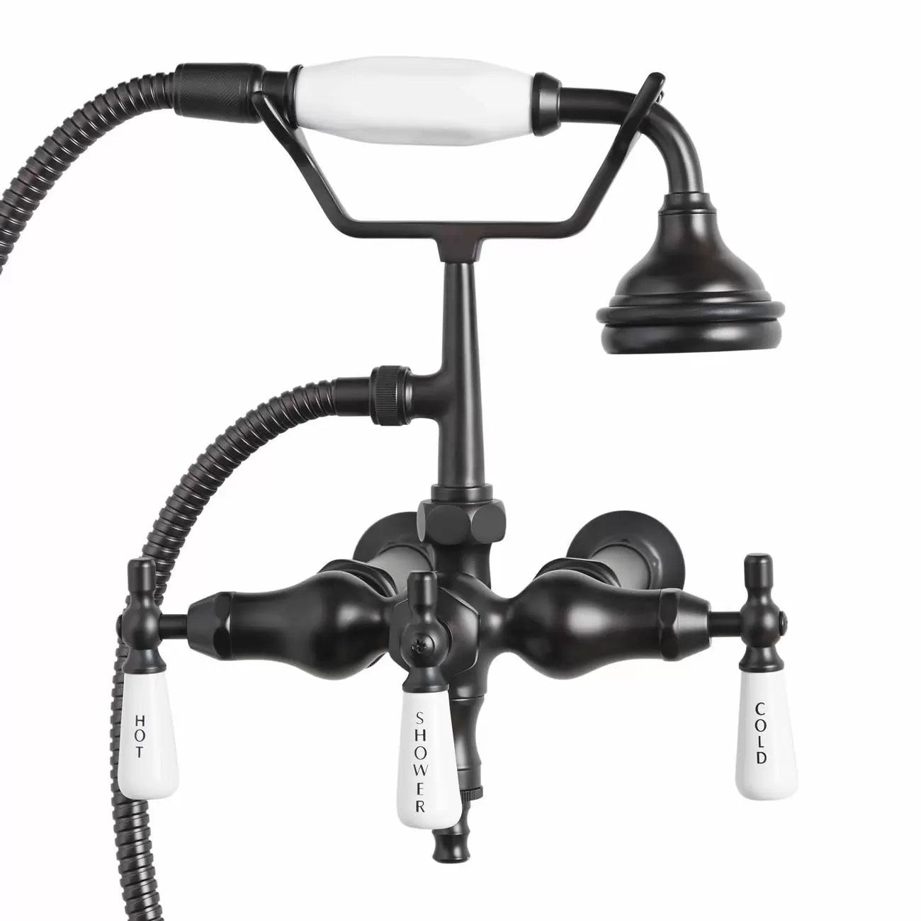 Bathroom Wall Mount Down Spout Clawfoot Tub Faucet with Handshower | Alternative Image 01 | finish:Oil Rubbed Bronze