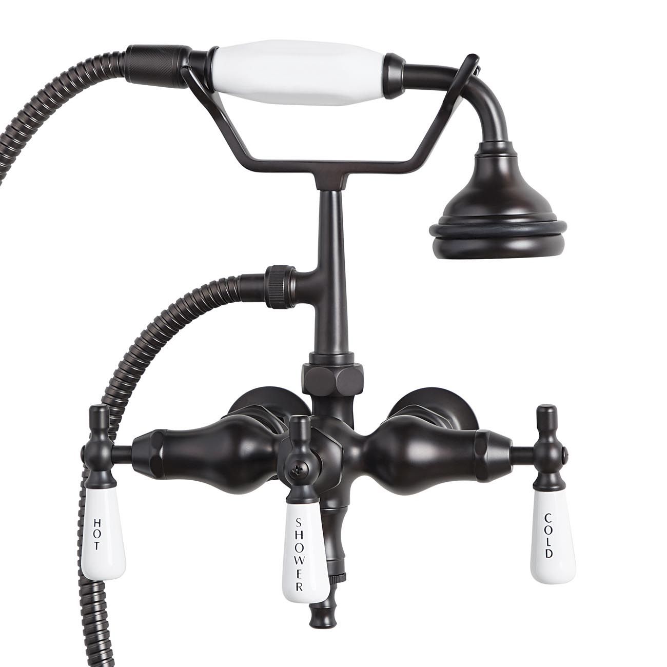 Bathroom Wall Mount Down Spout Clawfoot Tub Faucet with Handshower | Alternative Image 01 | finish:Oil Rubbed Bronze