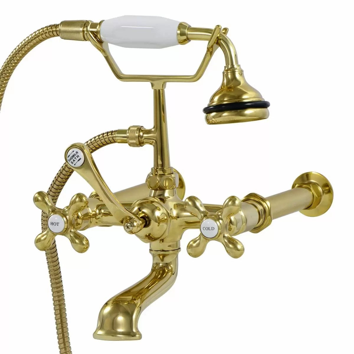 Wall Mount English Telephone Faucet - Classic Spout | Alternative Image 01 | finish:Polished Brass