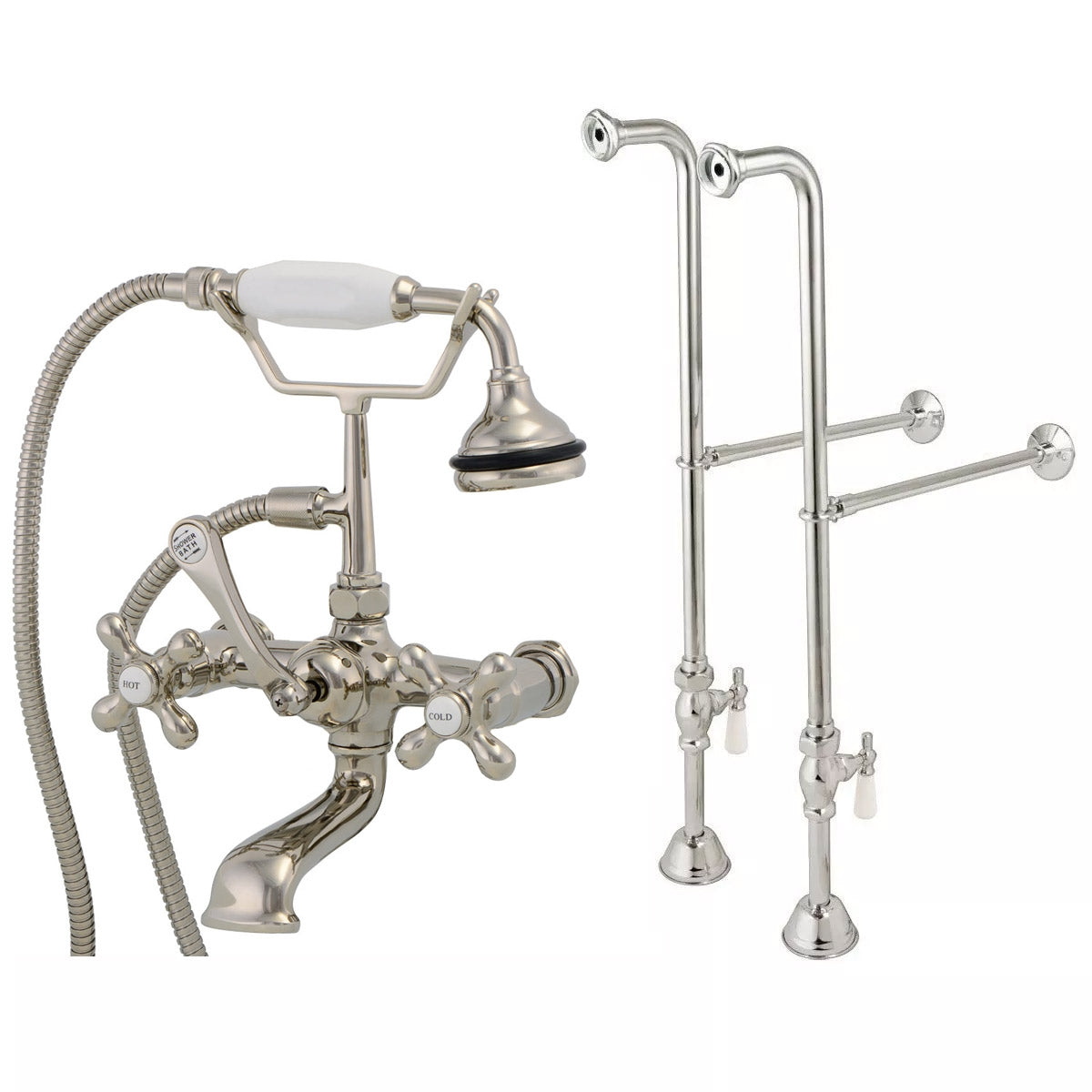 Freestanding English Telephone Faucet - Classic Spout | Alternative Image 01 | finish:Polished Nickel
