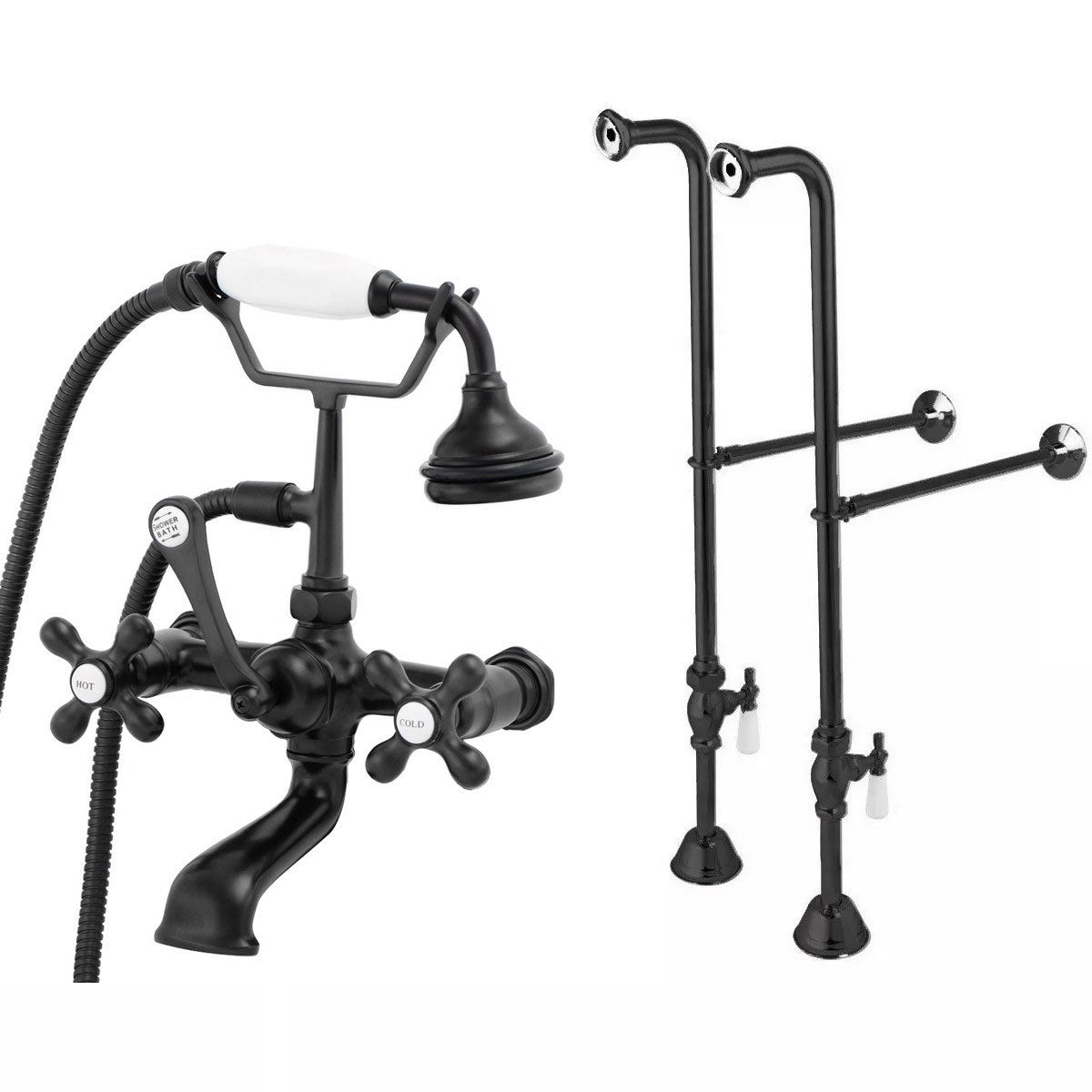 Freestanding English Telephone Faucet - Classic Spout-Matte Black | Alternative Image 01 | finish:Matte Black