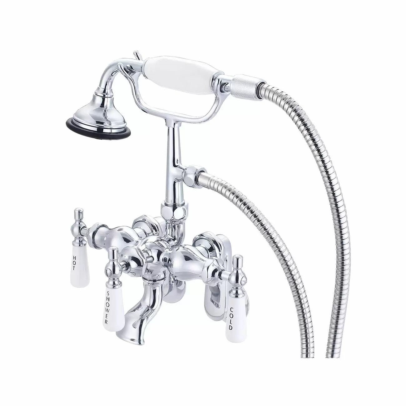 Tub Wall Mount English Telephone Faucet - Classic Spout | Alternative Image 01 | finish:Chrome