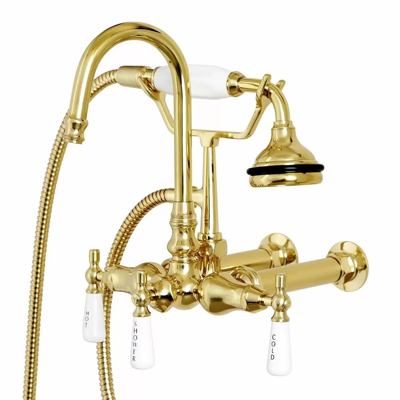 Wall Mount English Telephone Faucet - Gooseneck Spout | Alternative Image 02 | finish:Polished Brass