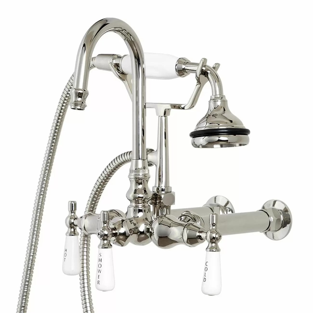 Wall Mount English Telephone Faucet - Gooseneck Spout | Alternative Image 01 | finish:Polished Nickel