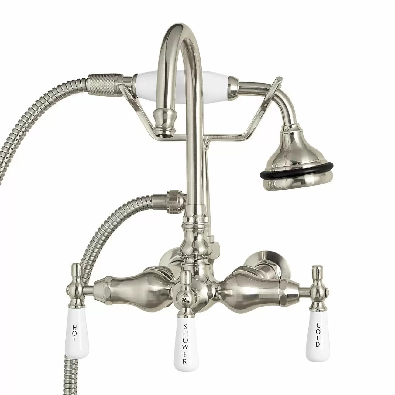 Wall Mount English Telephone Faucet - Gooseneck Spout | Alternative Image 01 | finish:Brushed Nickel