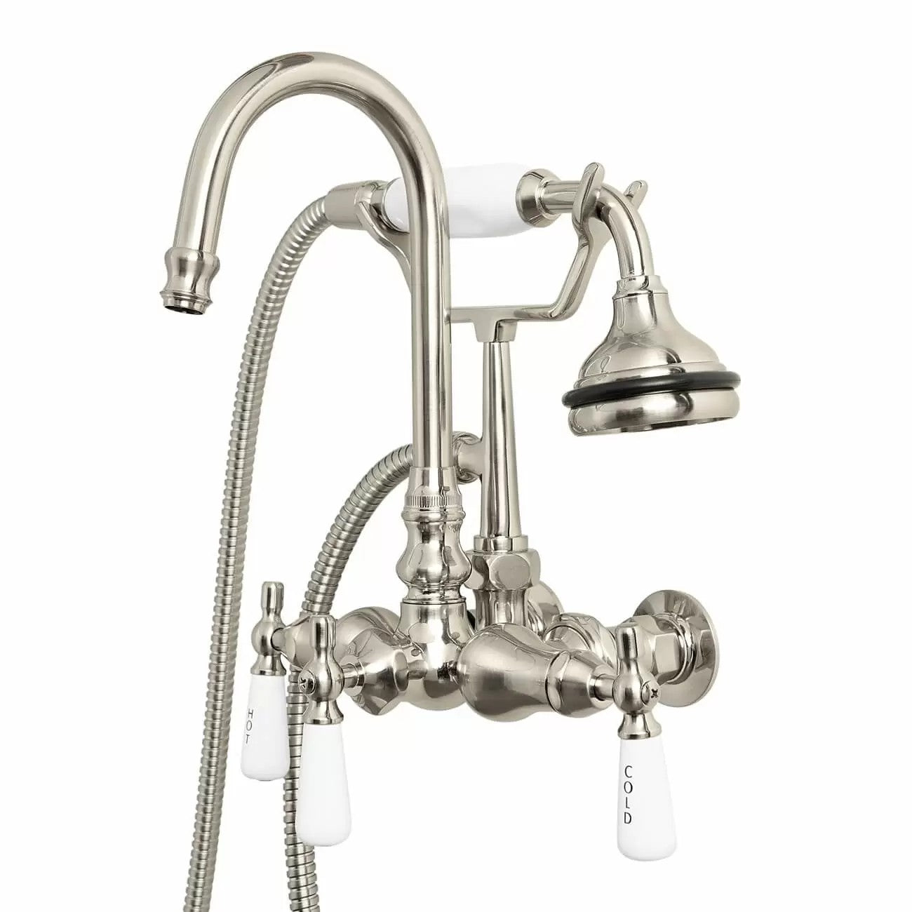 Wall Mount English Telephone Faucet - Gooseneck Spout | Alternative Image 01 | finish:Brushed Nickel