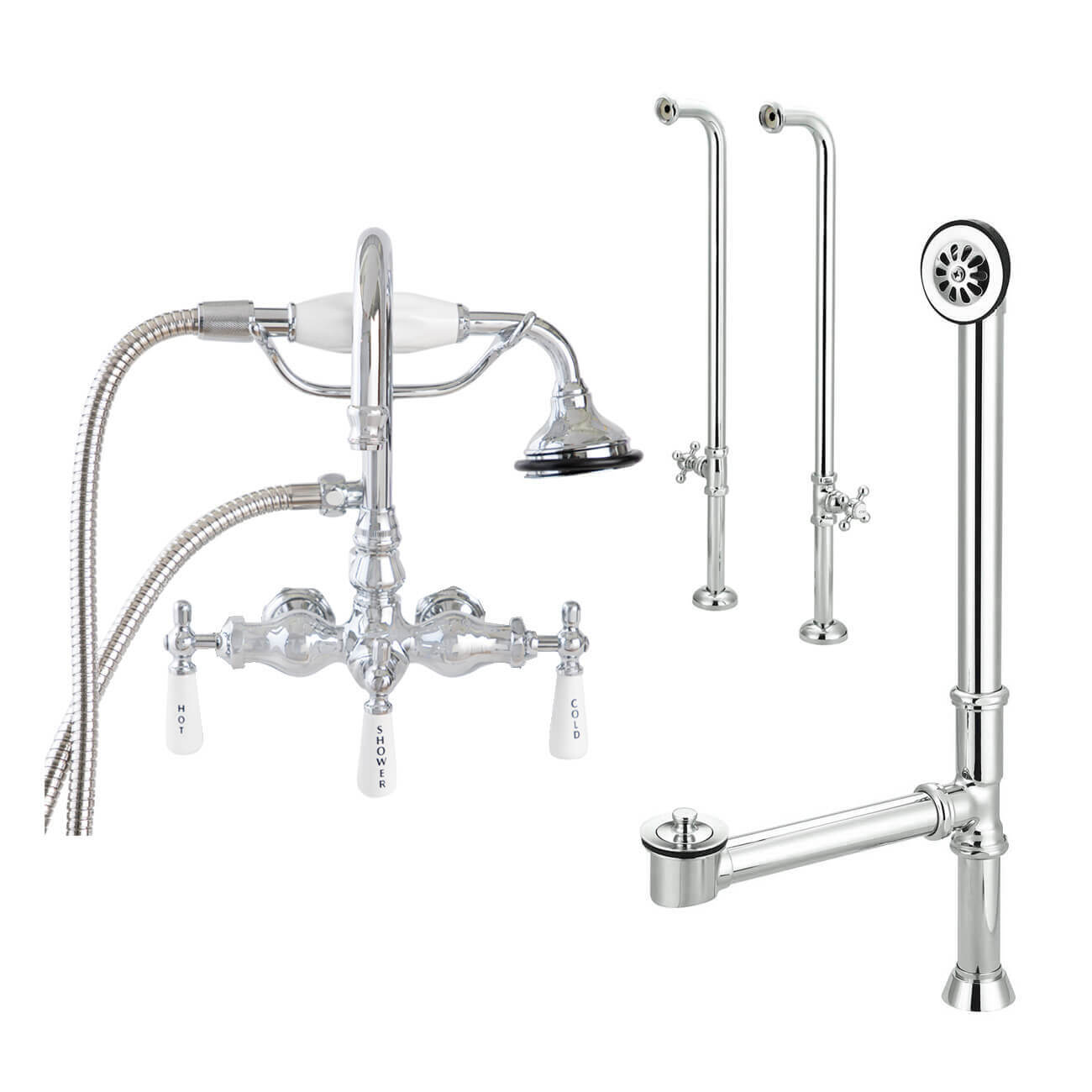 Freestanding Gooseneck Tub Faucet Set with Handshower | Alternative Image 02 | finish:Brushed Nickel