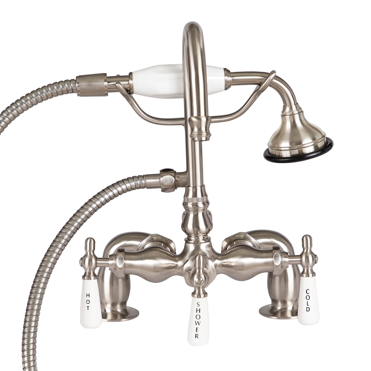 Rim Mount English Telephone Faucet - Gooseneck Spout | Alternative Image 01 | finish:Polished Brass