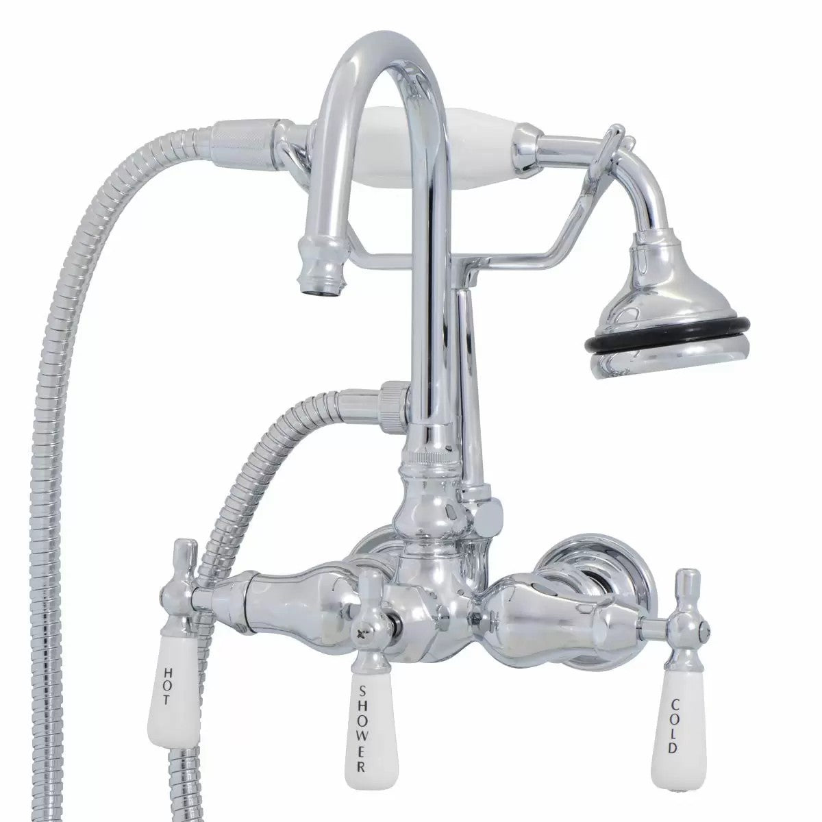 Tub Wall Mount English Telephone Faucet - Gooseneck Spout | Alternative Image 01 | finish:Chrome