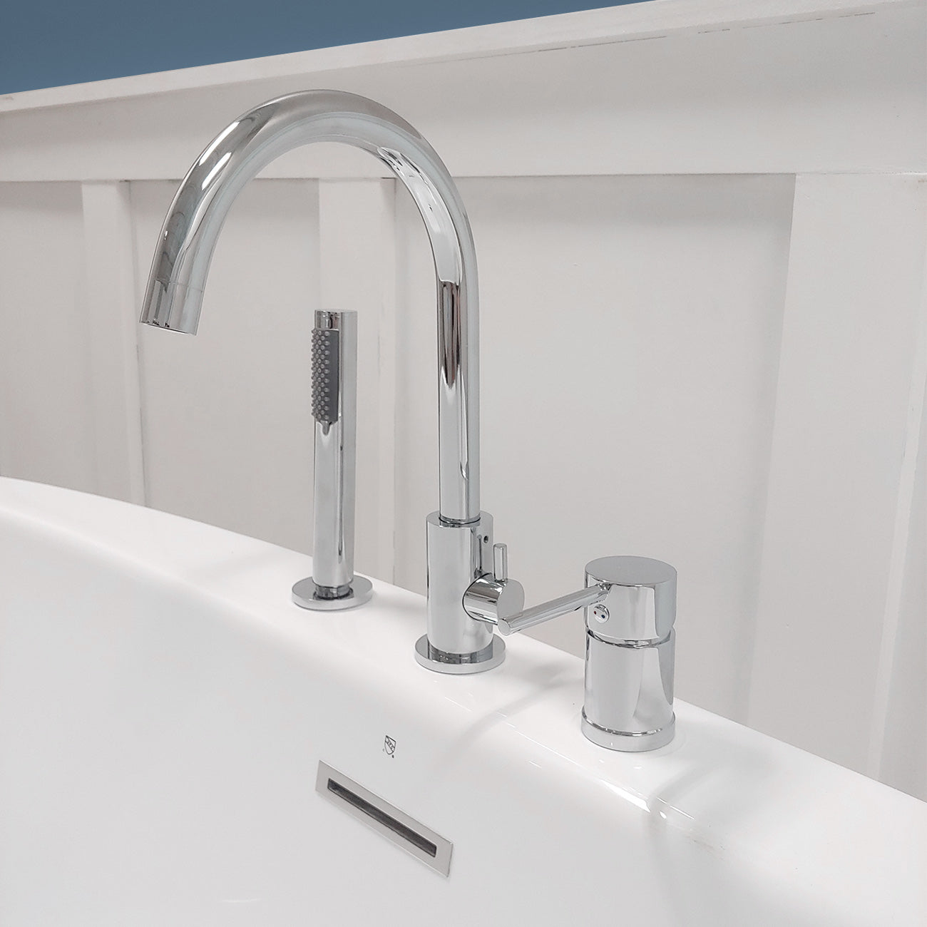 Roman Deck Mount Tub Faucet with Handshower - Chrome | Alternative Image 01 | finish:Chrome