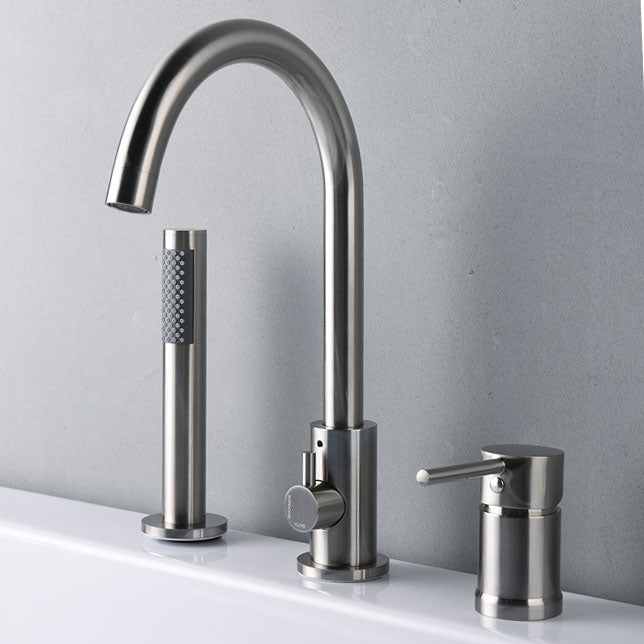 Roman Deck Mount Tub Faucet with Handshower - Brushed Nickel | Alternative Image 01 | finish:Brushed Nickel