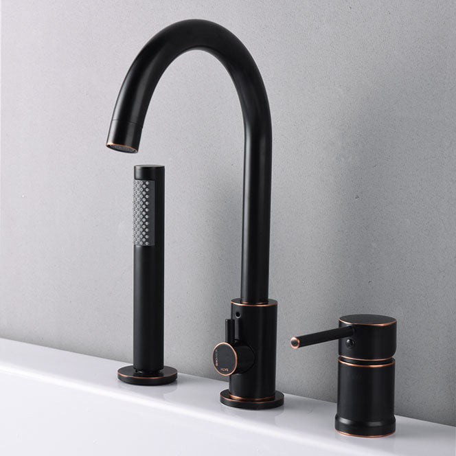Roman Deck Mount Tub Faucet with Handshower - Matte Black | Alternative Image 01 | finish:Matte Black