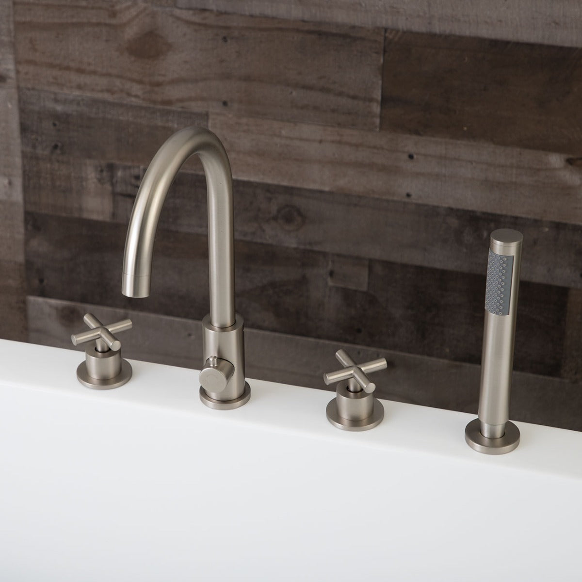 Roman Deck Mount Tub Faucet with Handshower-Oil Rubbed Bronze | Alternative Image 02 | finish:Oil Rubbed Bronze