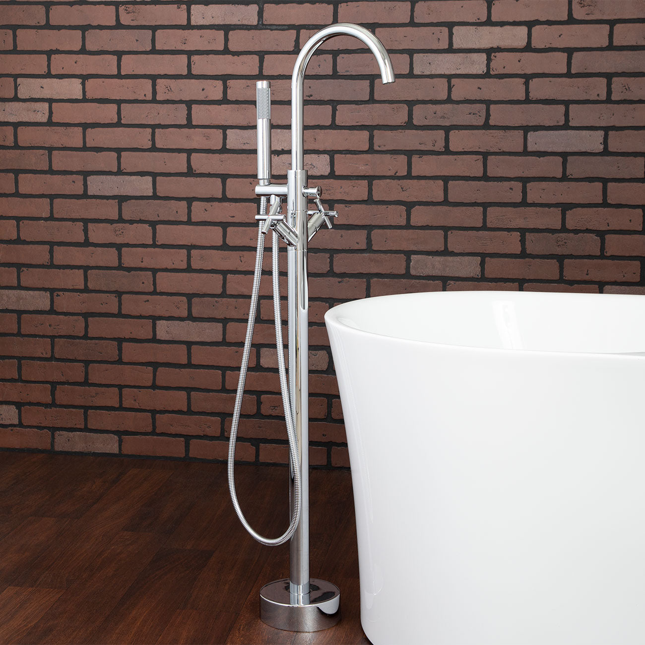 Contemporary Freestanding Bathtub Faucet - Chrome | Alternative Image 02