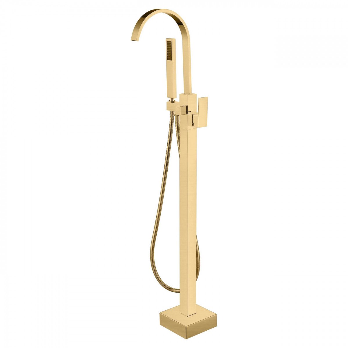 Contemporary Freestanding Gooseneck Tub Faucet - Brushed Brass | Alternative Image 01 | finish:Brushed Brass