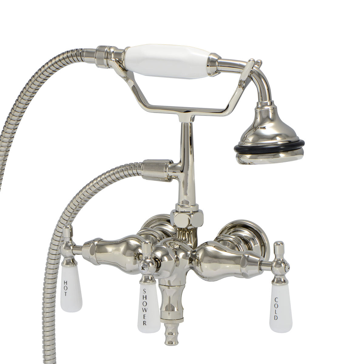 Clawfoot Bathtub Wall Mount Downspout Faucet with Handshower | Alternative Image 01 | finish:Polished Nickel