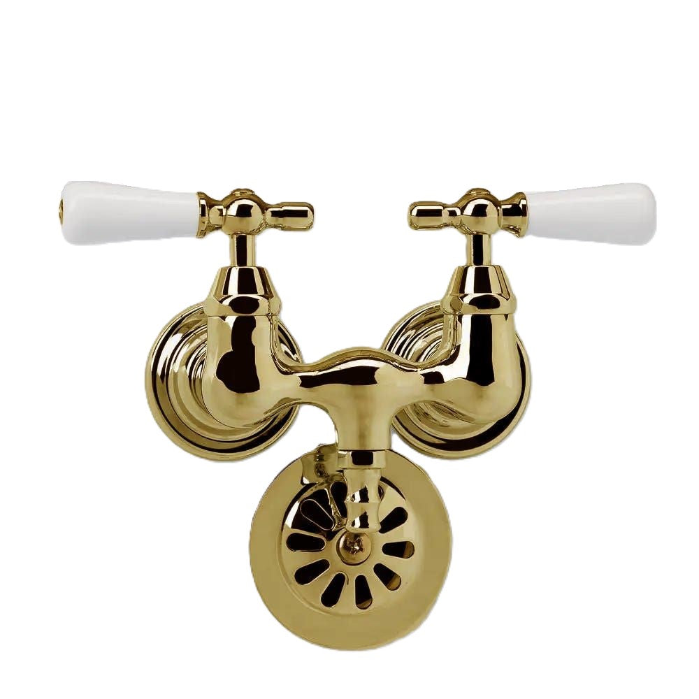 Clawfoot Tub Wall Mount Faucet - Porcelain Lever Handles | Alternative Image 04 | finish:Chrome