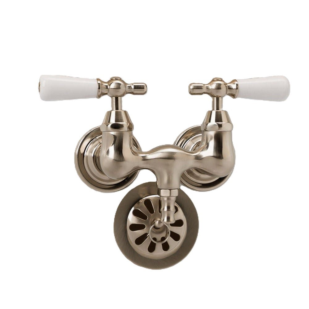 Clawfoot Tub Wall Mount Faucet - Porcelain Lever Handles | Alternative Image 05 | finish:Chrome