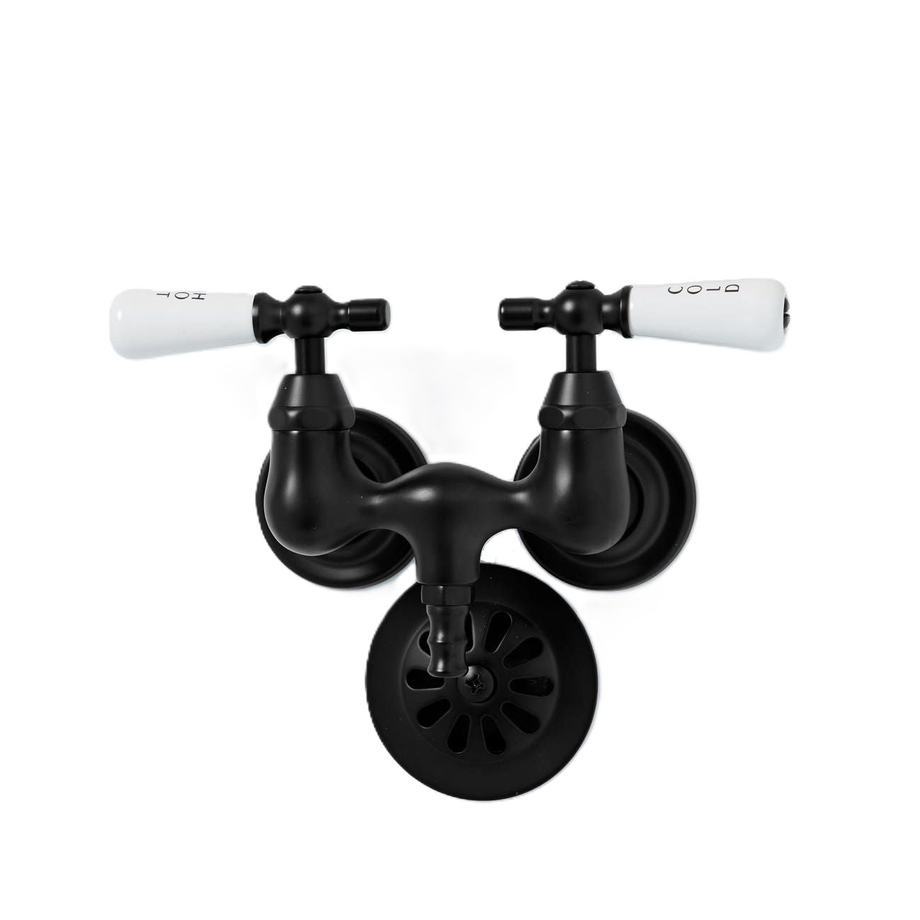 Clawfoot Tub Wall Mount Faucet - Porcelain Lever Handles | Alternative Image 03 | finish:Chrome