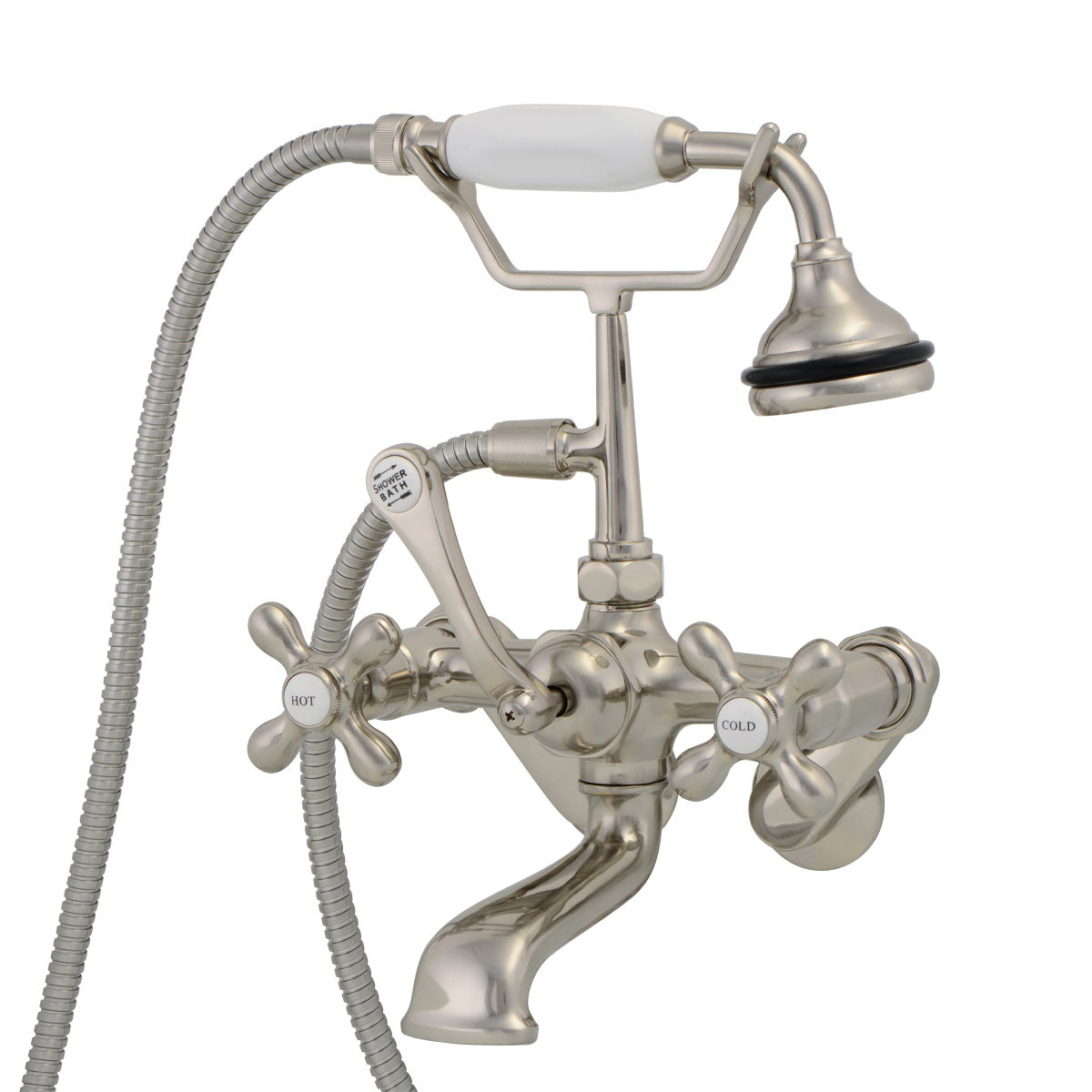 Tub Wall Mount English Telephone Faucet - Classic Spout | Alternative Image 01 | finish:Brushed Nickel