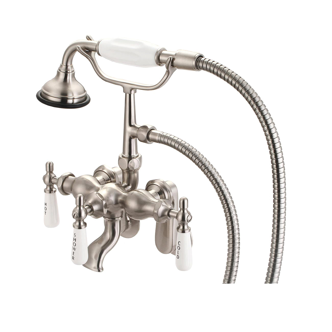 Tub Wall Mount English Telephone Faucet - Classic Spout | Alternative Image 01 | finish:Brushed Nickel