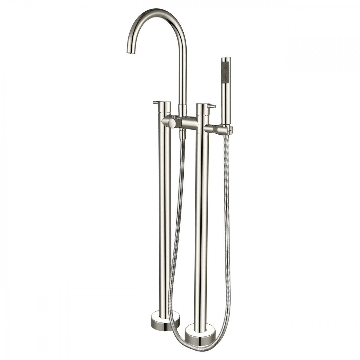 Double Post Freestanding Gooseneck Faucet - Brushed Nickel | Alternative Image 01 | finish:Brushed Nickel