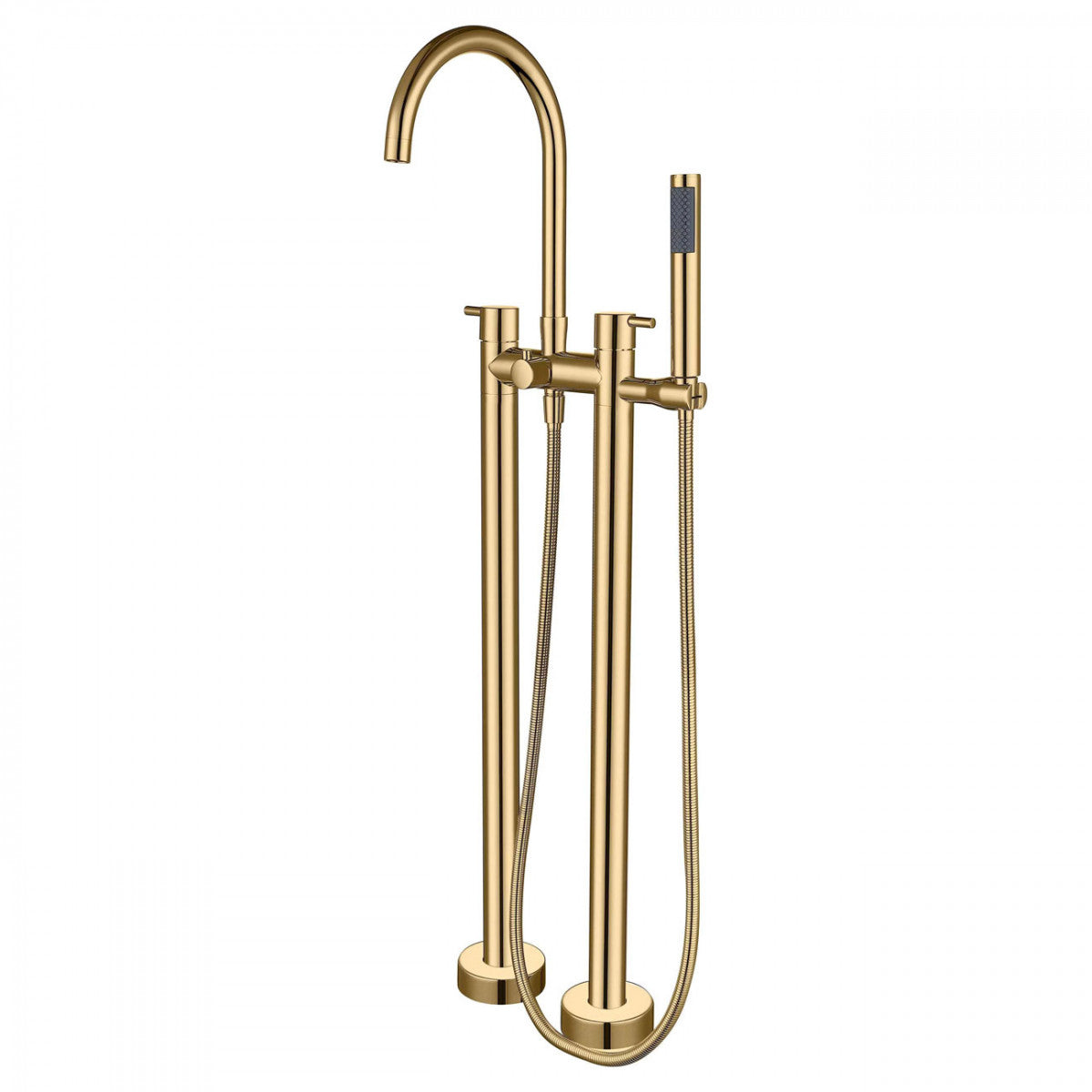 Double Post Freestanding Gooseneck Faucet - Brushed Brass | Alternative Image 01 | finish:Brushed Brass