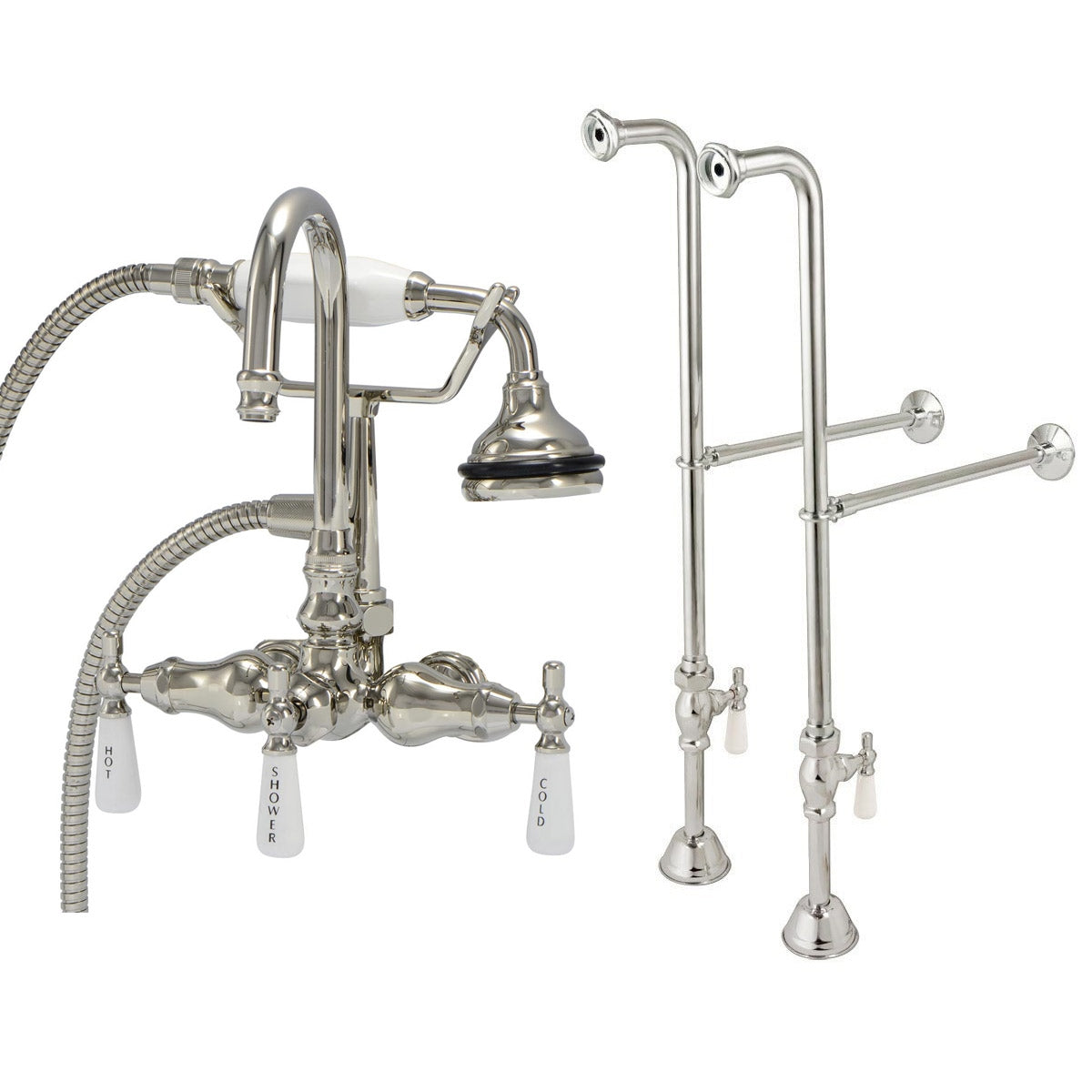 Freestanding English Telephone Faucet - Gooseneck Spout | Alternative Image 01 | finish:Polished Nickel
