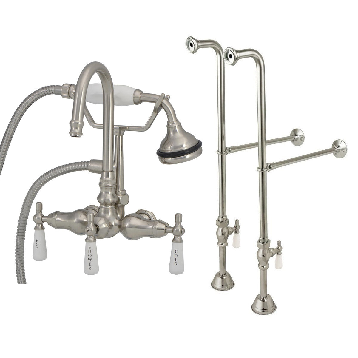 Freestanding English Telephone Faucet - Gooseneck Spout | Alternative Image 01 | finish:Brushed Nickel