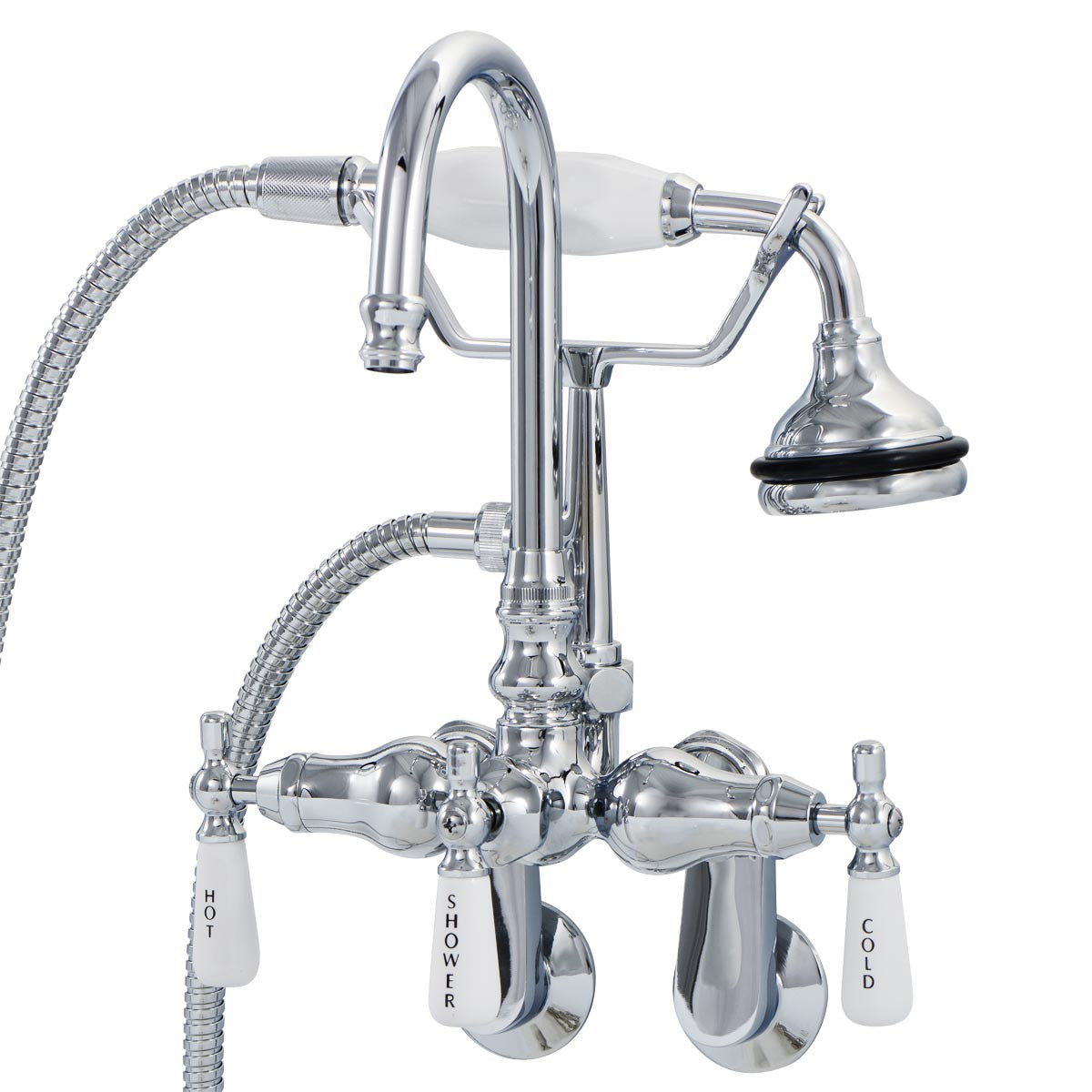 Tub Wall Mount English Telephone Faucet - Gooseneck Spout | Alternative Image 01 | finish:Chrome