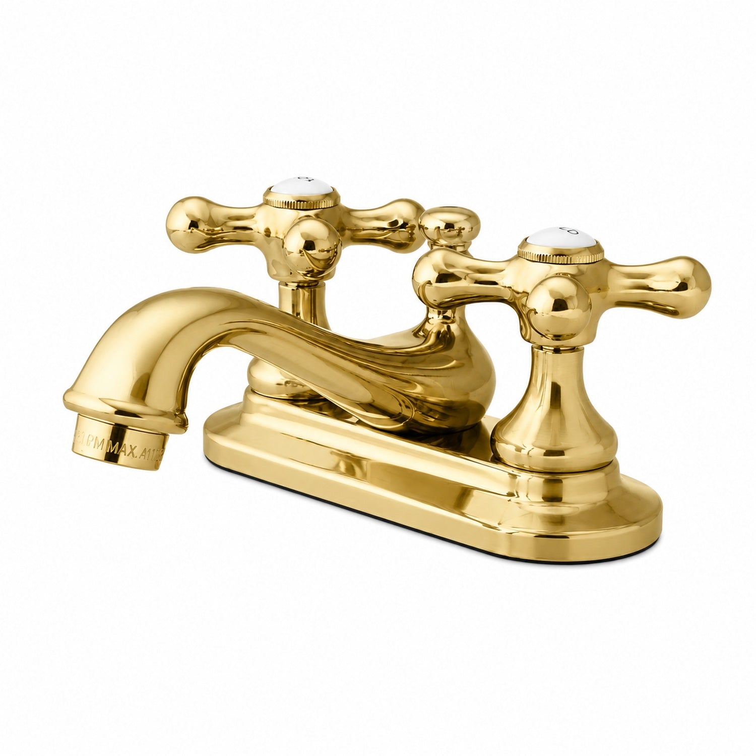 Charlotte Centerset Bathroom Sink Faucet - Metal Cross Handles - Polished Brass | Alternative Image 01 | finish:Polished Brass