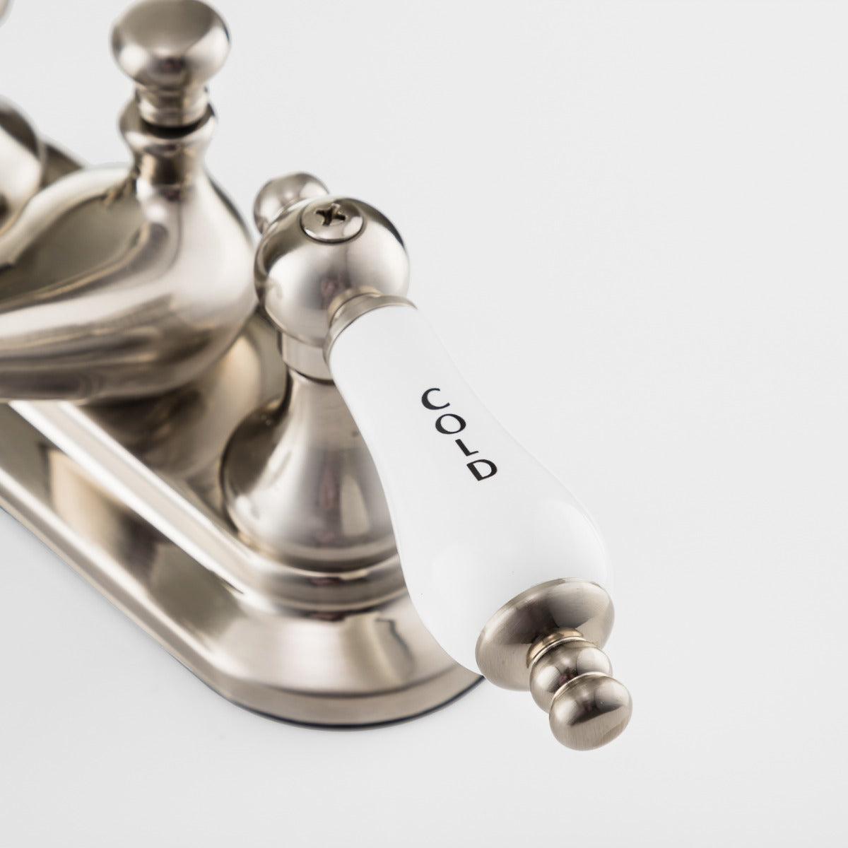 Charlotte Centerset Bathroom Sink Faucet - Porcelain Lever Handles - Brushed Nickel | Alternative Image 03 | finish:Brushed Nickel